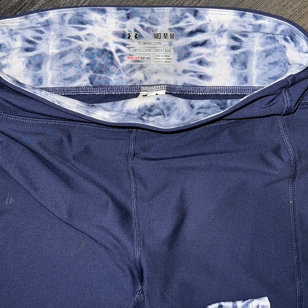 Under Armour Compression Alpha Heat Gear Tie Dye Capri Size Medium Blue/White - Picture 6 of 11